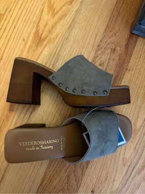 NWT women’s Italian leather block heeled shoes 7.5